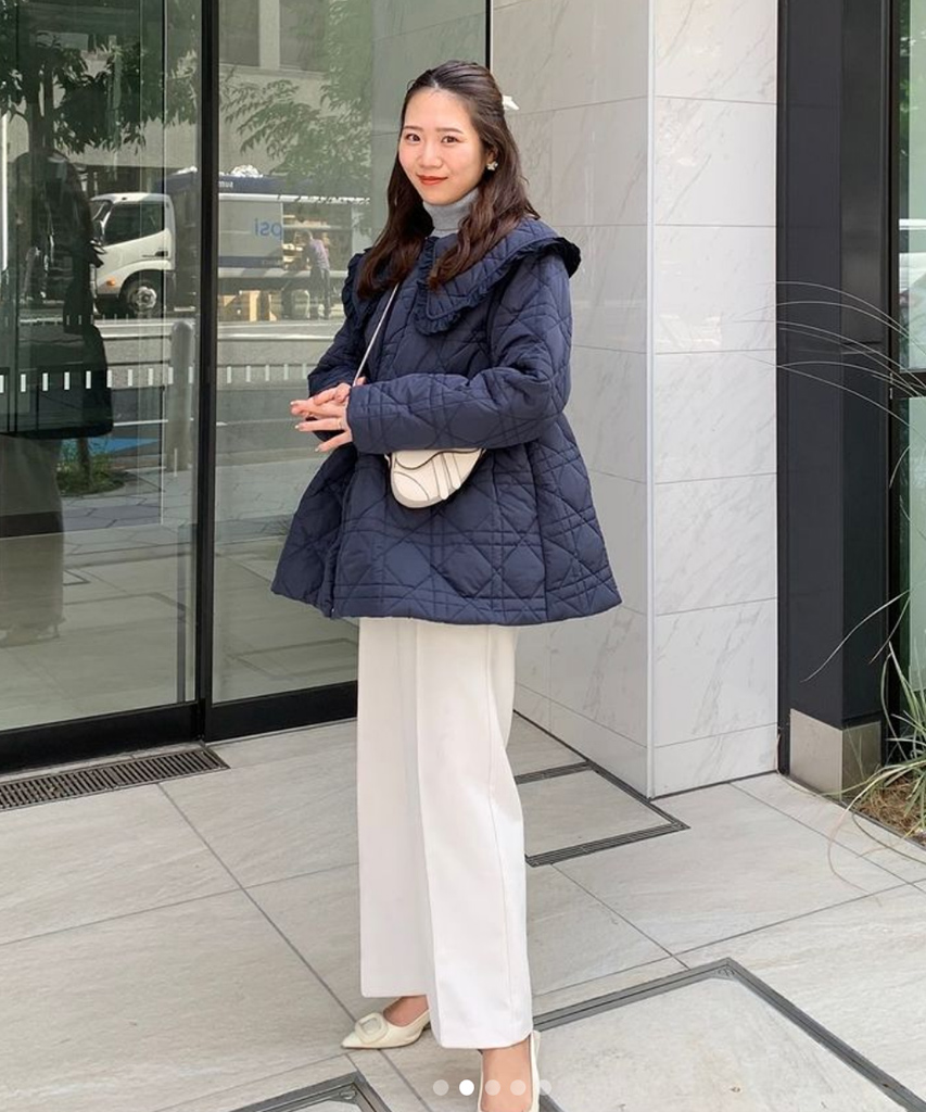 fitmore フィットモアビッグカラーキルティングペプラムコート