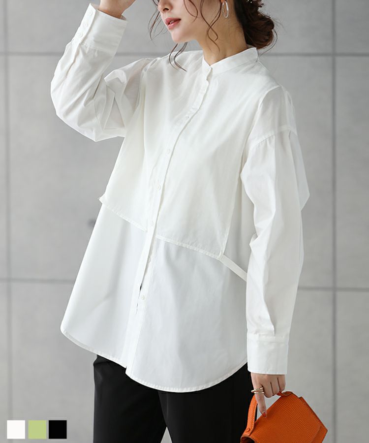 【新品タグ付き】ブロードxシアーポプリンドッキングシャツ【ブラック】
