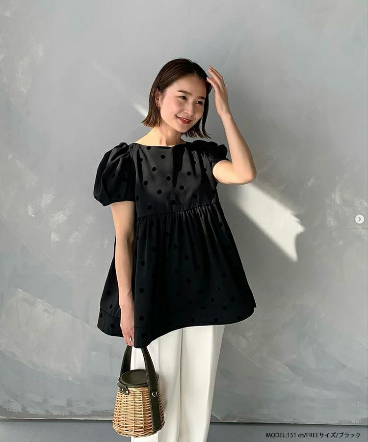 ZOZO限定商品】ハートネックフロッキードットトップス【宅配便】 | Fit  