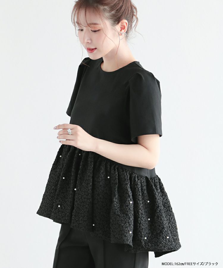 シアージャガード花柄パイピングトップス（その他トップス
