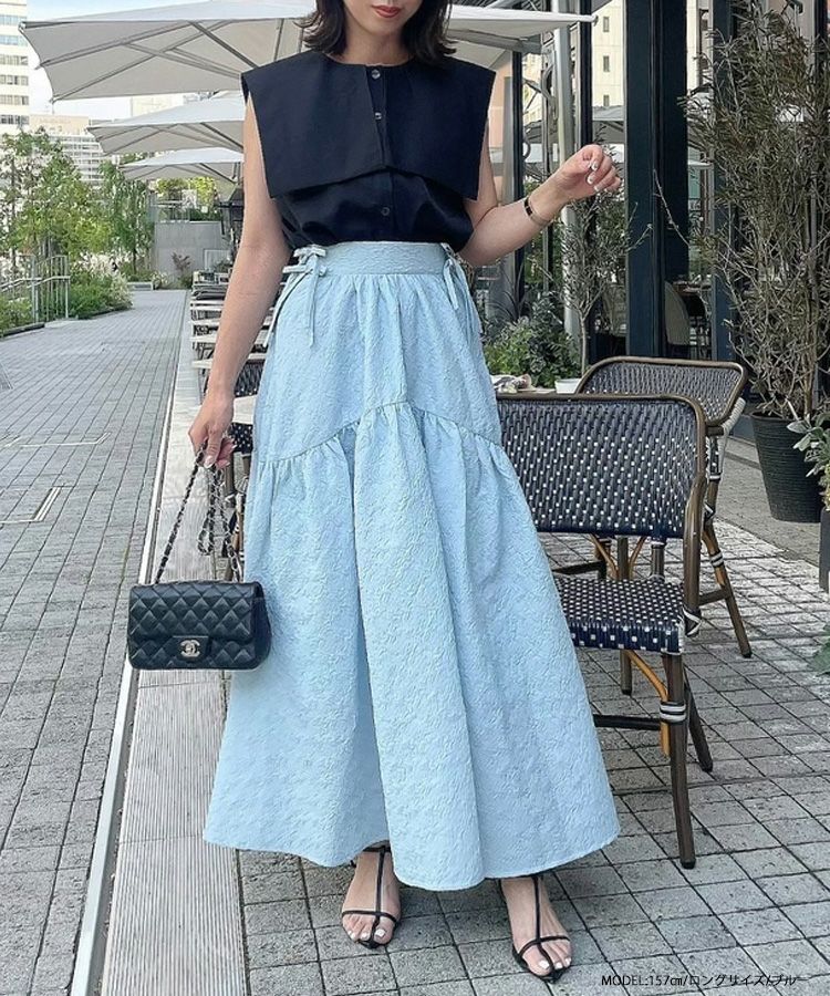 美品 リエミラー ジャガードスカート （ラメカットジャガードスカート  