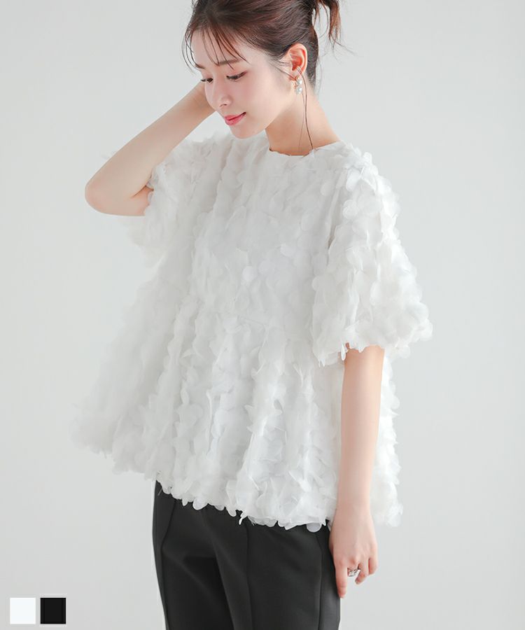 フラワーモチーフバルーントップス【宅配便】 | Fit more