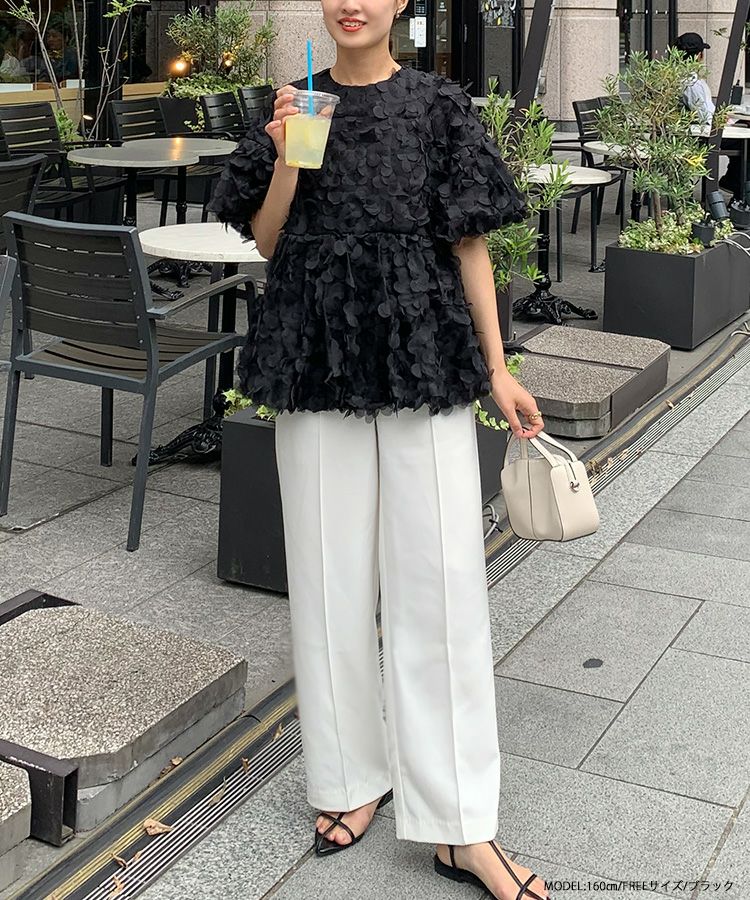 フラワーモチーフバルーントップス【宅配便】 | Fit more