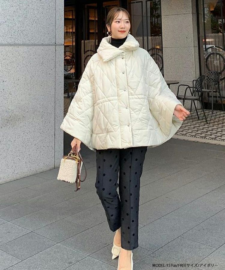 中綿キルティングポンチョ【即納】【宅配便】 | Fit more