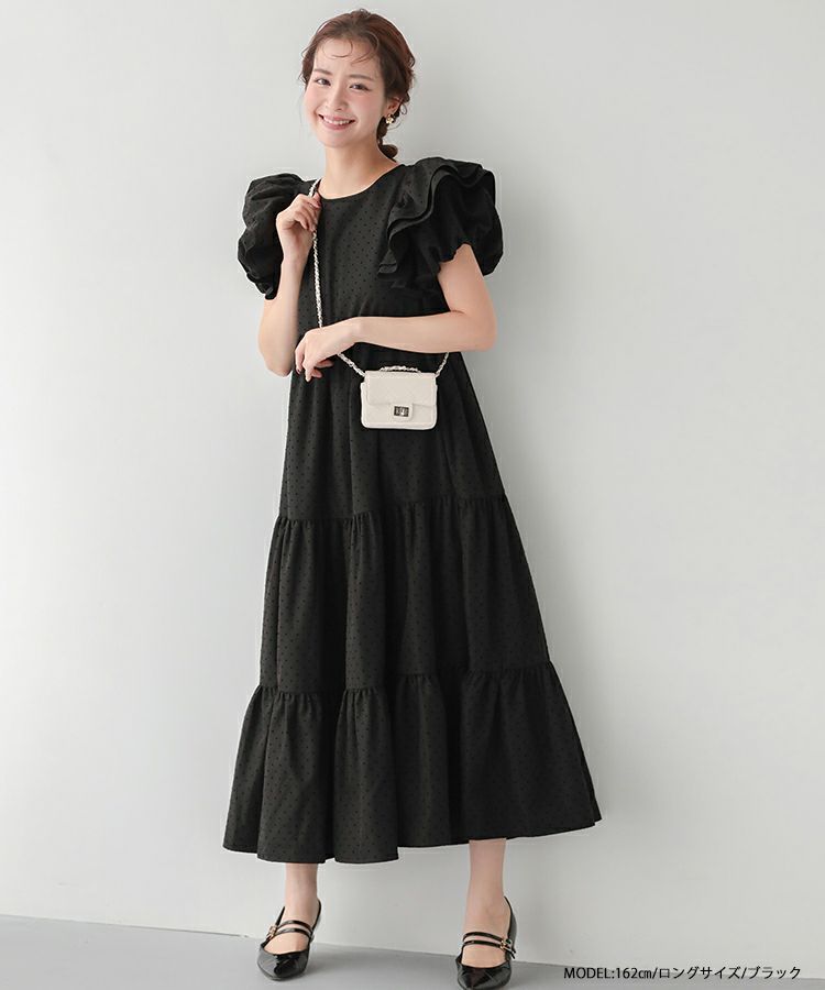 フロッキードットティアードワンピース 【宅配便】 | Fit more