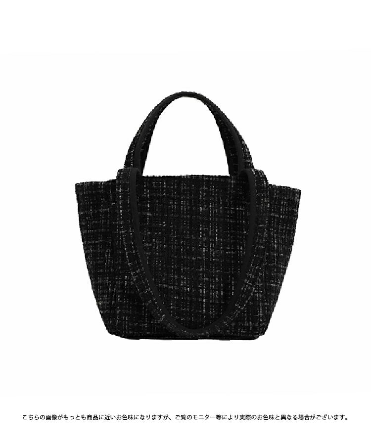 La Closet】2way ツイードバッグ 本革 ハンドル チェーンバッグ