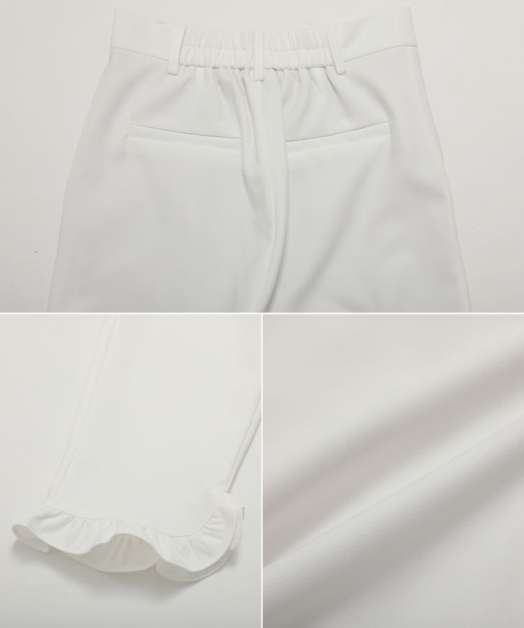 Fit more パンツ 裾フリルスリムパンツ レディース : ZOZOTOWN