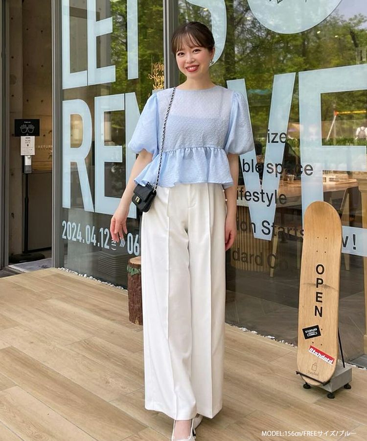 現行 新品タグ付き フィットモア 袖リボンジャガードワンピース【F】ショート丈 Fit more ワンピース 「ZOZO限定カラー」袖リボンジャガード