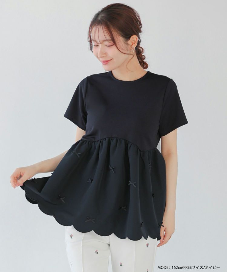 裾スカラップリボンカットソー【宅配便】 | Fit more
