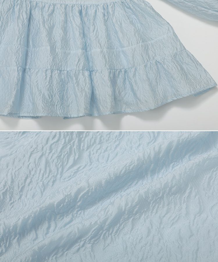 新品未使用♡ fitmoreタックスリーブジャガードトップス ブルー タックスリーブジャガードトップス【宅配便】 | Fit more