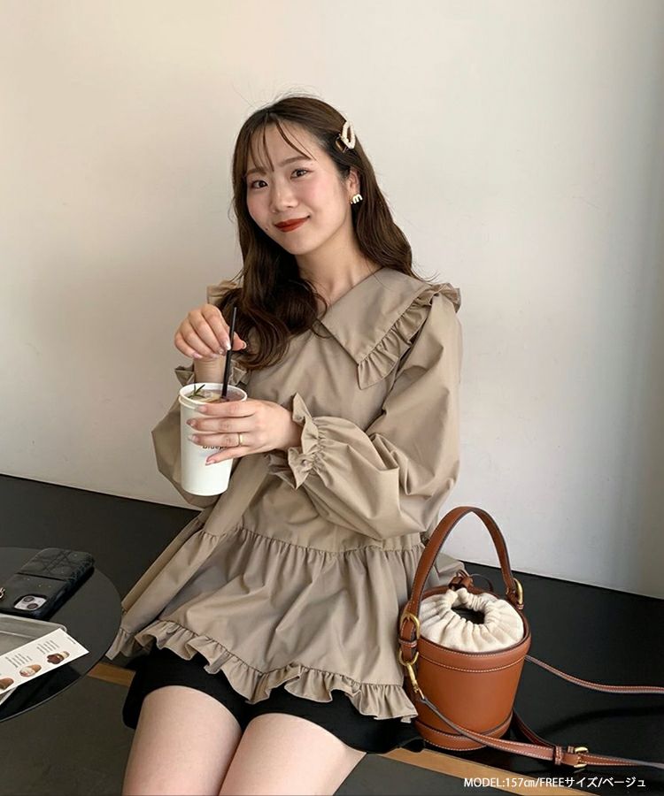 Vネックフリルティアードブラウス【宅配便】 | Fit more