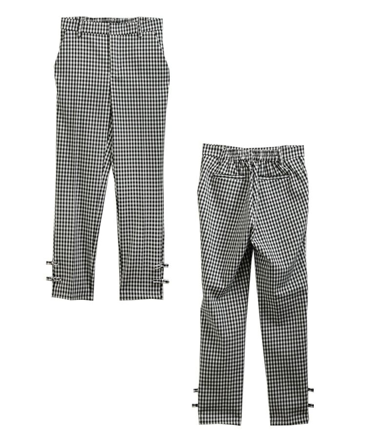 裾リボンギンガムテーパードパンツ【メール便】 | Fit more