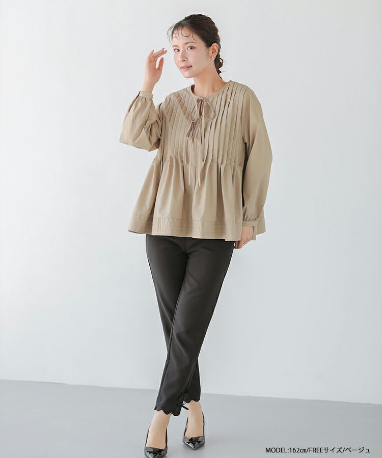 fitmore 袖リボンペプラムニット
