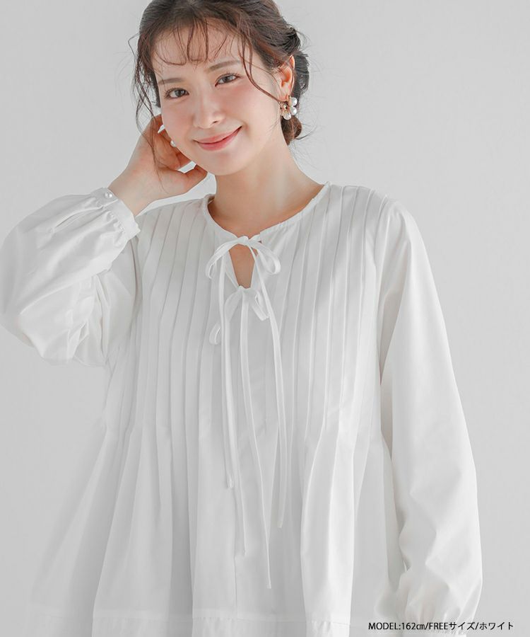 美品　fit more ビッグリボンペプラムブラウス　パンツ　ワンピース ビッグリボンペプラムブラウス【宅配便】 | Fit more