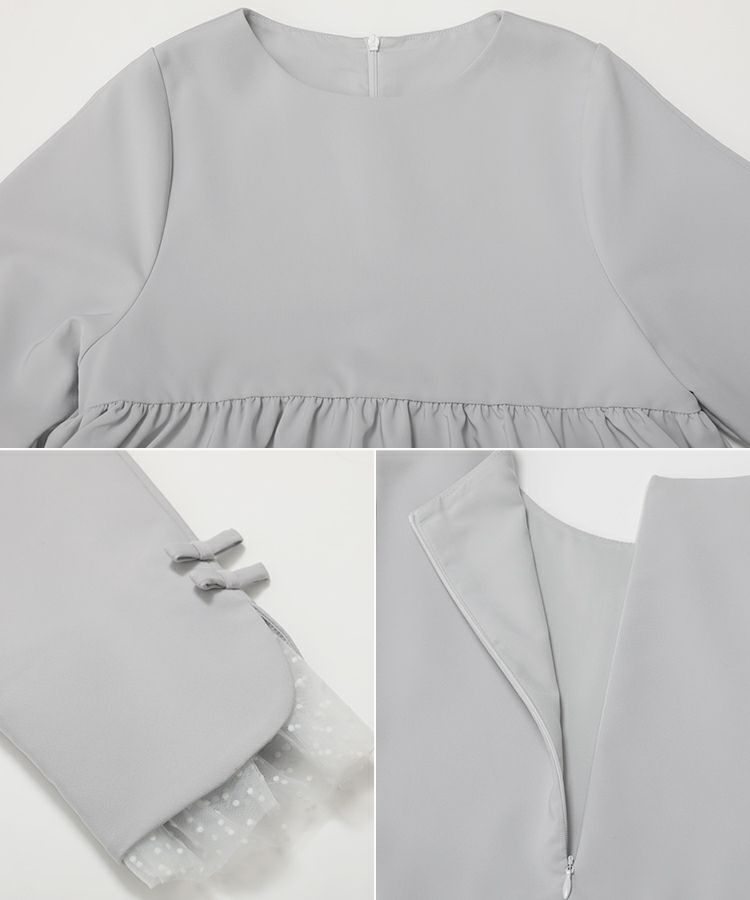 新品♡タグ付き♡袖リボンドットチュールティアードトップス♡ネイビー 袖リボンドットチュールティアードトップス【宅配便】 | Fit more