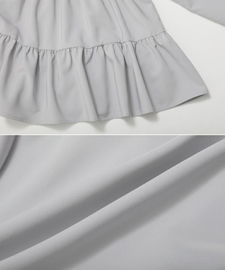 新品♡タグ付き♡袖リボンドットチュールティアードトップス♡ネイビー 新品♡タグ付き♡袖リボンドットチュールティアードトップス