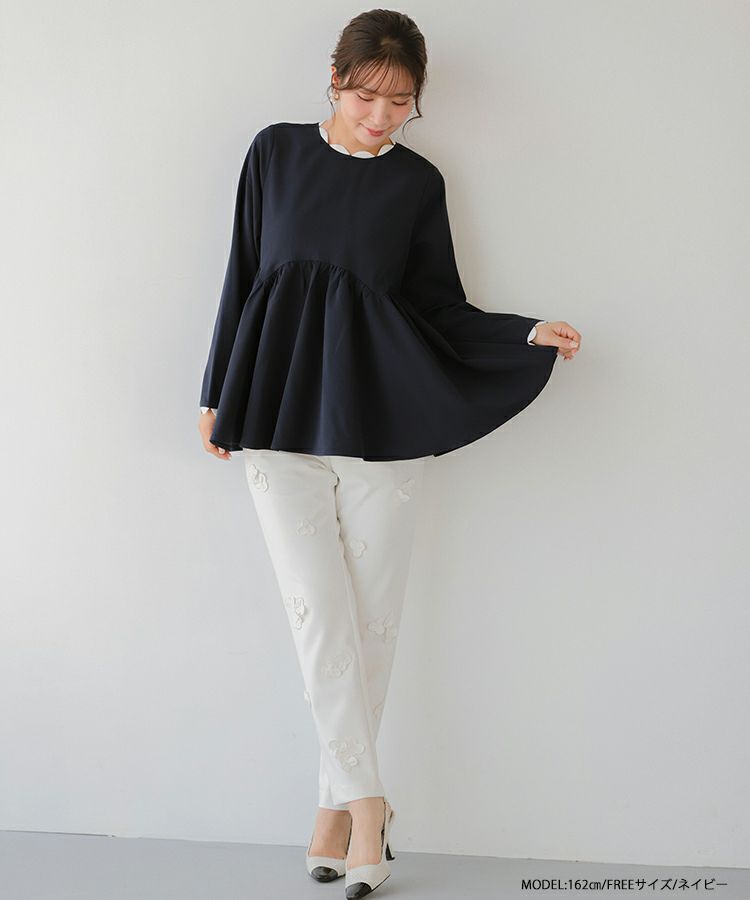 【新品】Fitmore スカラップネックペプラムトップス スカラップネックペプラムトップス【宅配便】 | Fit more