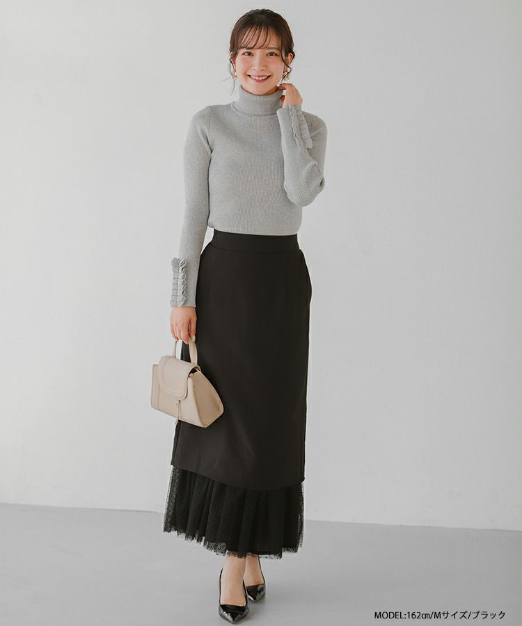 美品 LEEMATHEWS リーマシュー ドットフレアタイトスカート ブラウン