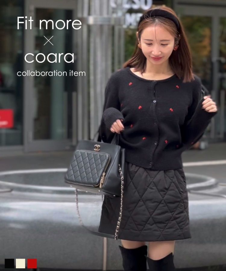 coaraコラボ　チェリー刺繍カーディガン【宅配便】