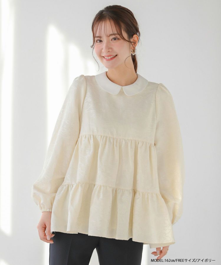Fit more タックスリーブジャガードトップス レディース