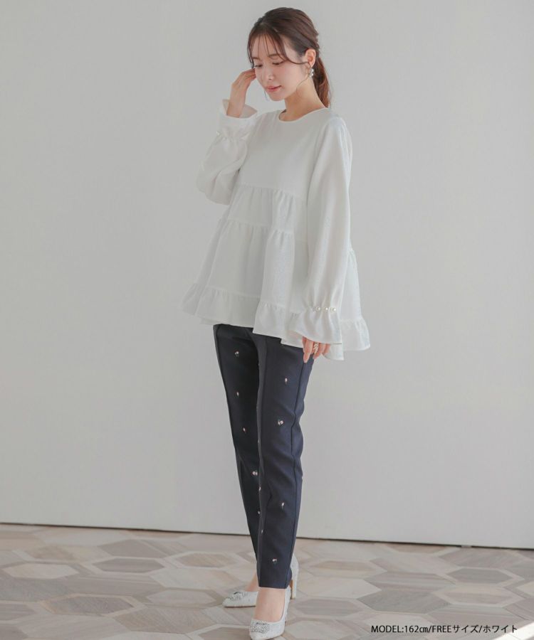 タックパール袖ティアードトップス レディース タックパール袖ティアードトップス【宅配便】 | Fit more