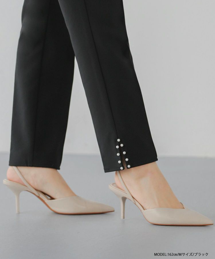 Fit more パンツ パールスリットテーパードパンツ レディース