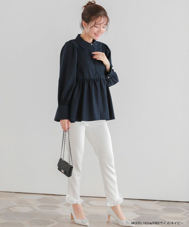 【新品タグ付き】フロントスカラップペプラムブラウス フロントスカラップペプラムブラウス【宅配便】 | Fit more