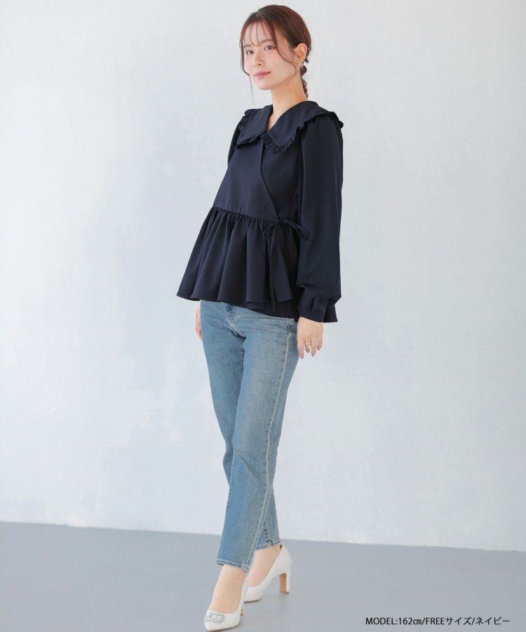 ファッション 通販 スカラップフリルカラーカシュクールブラウス【宅配便】 | more Fit トップス