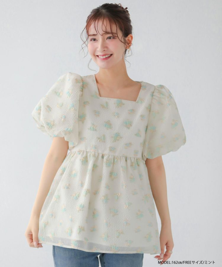 【新品】ジャガードカシュクールペプラムトップス　fitmore Fit more ジャガードカシュクールペプラムトップス レディース