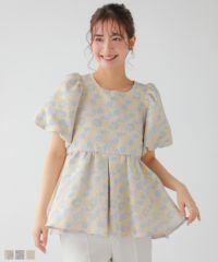 ミックスカラー花柄ジャガードトップス【予約4/28~順次発送 ミックスカラー花柄ジャガードトップス【予約4/28~順次発送