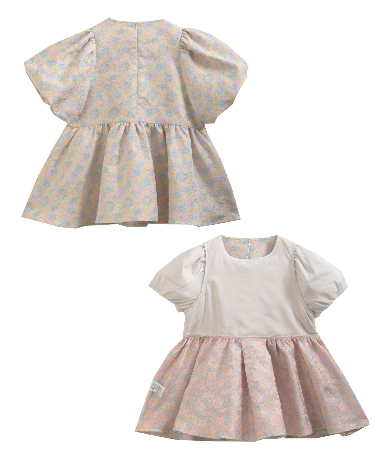 fitmore ミックスカラー花柄ジャガードトップス クリーム
