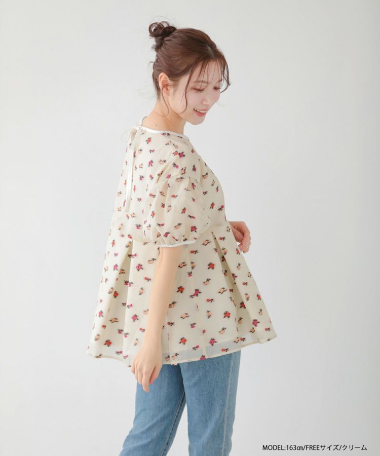 （お得な特別割引価格） シアージャガード花柄パイピングトップス【宅配便】 | more Fit トップス