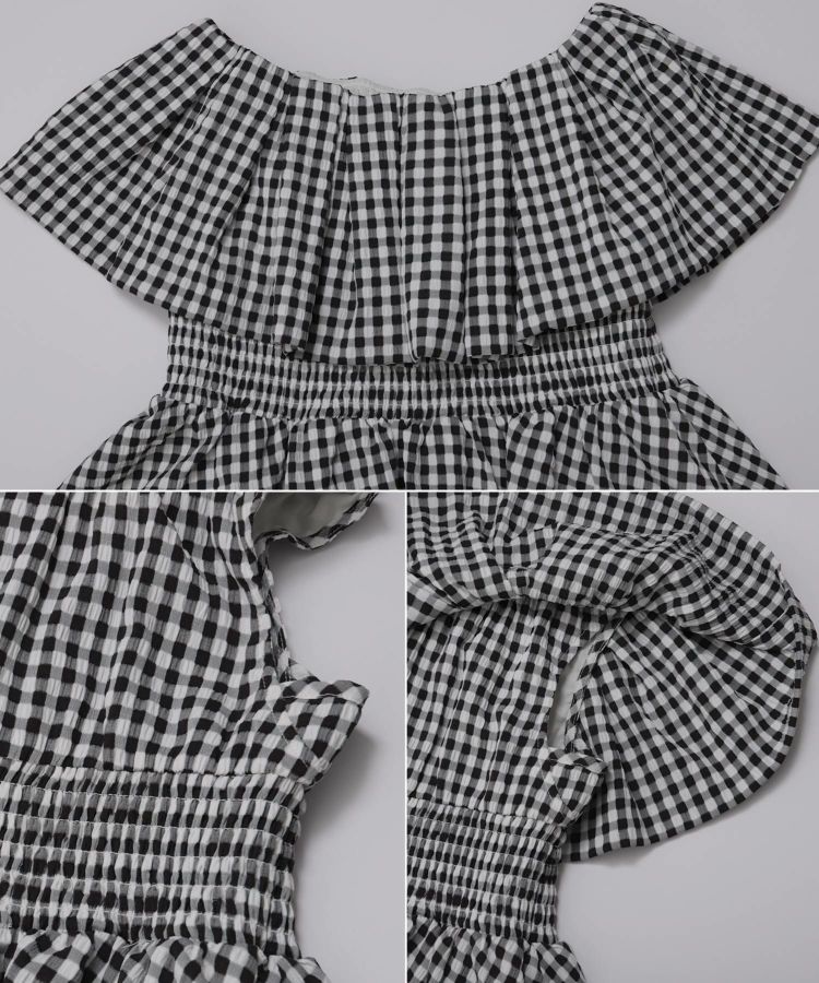 2WAYオフショルダー ギンガムペプラムトップス【宅配便】 | Fit more