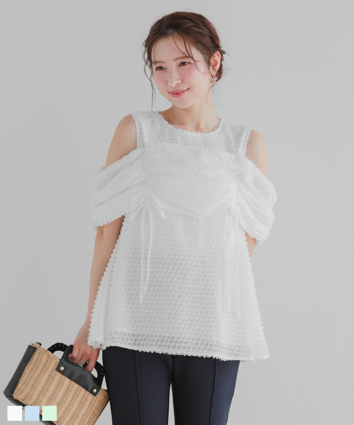 Fit more ブラウス シャツ フラワーモチーフブラウス レディース
