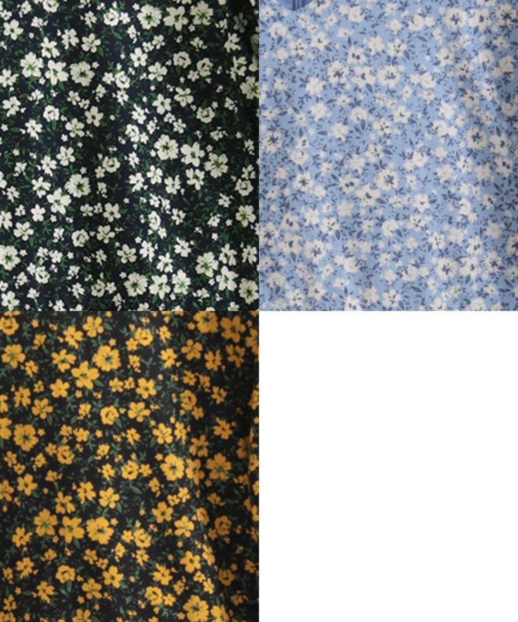 新品未使用タグ付きfitmore小花柄Vネックティアードトップス完売商品 HAPPYSET対象商品】【B会場】小花柄パフスリーブVネック