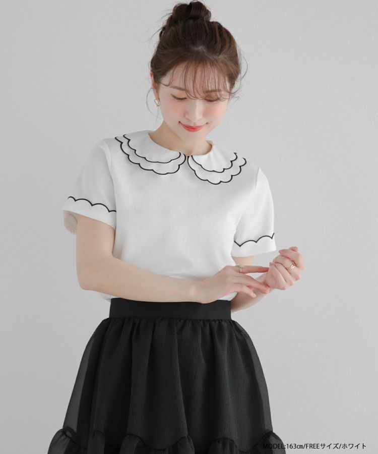 fitmore 刺繍ダブルカラーレイヤードトップス 刺繍ダブルカラーレイヤードトップス【宅配便】 | Fit more