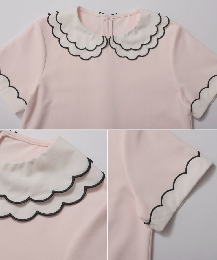 刺繍ダブルカラーレイヤードトップス【宅配便】 | Fit more