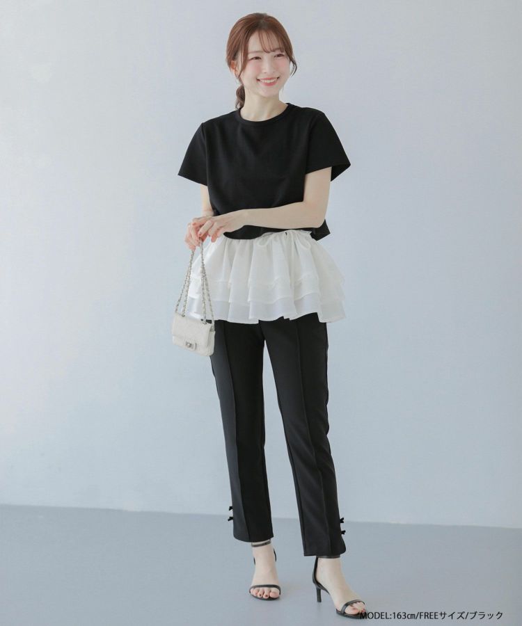 Fitmore 裾ドッキング刺繍Tシャツ セール】裾ドッキング刺繍Tシャツ（Tシャツ/カットソー）｜Fit