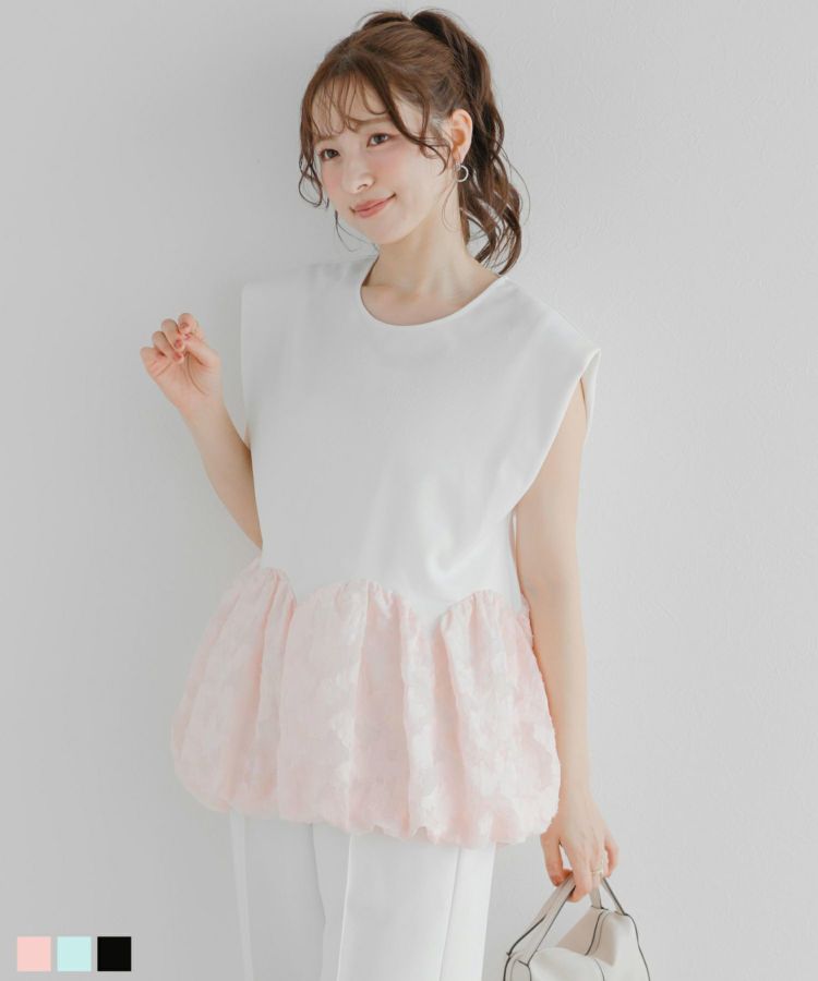 ローズモチーフジャガードペプラムトップス【予約～順次発送