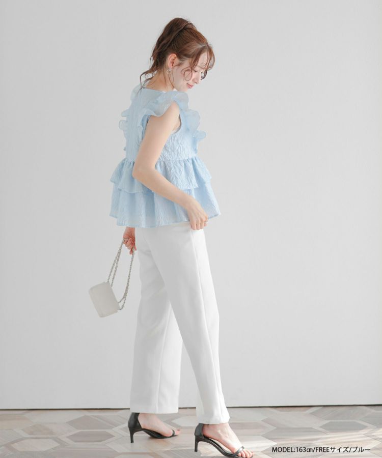 完売⭐︎fitmore ネックスカラップ ジャガード トップス Fit more ネックスカラップジャガードトップス レディース