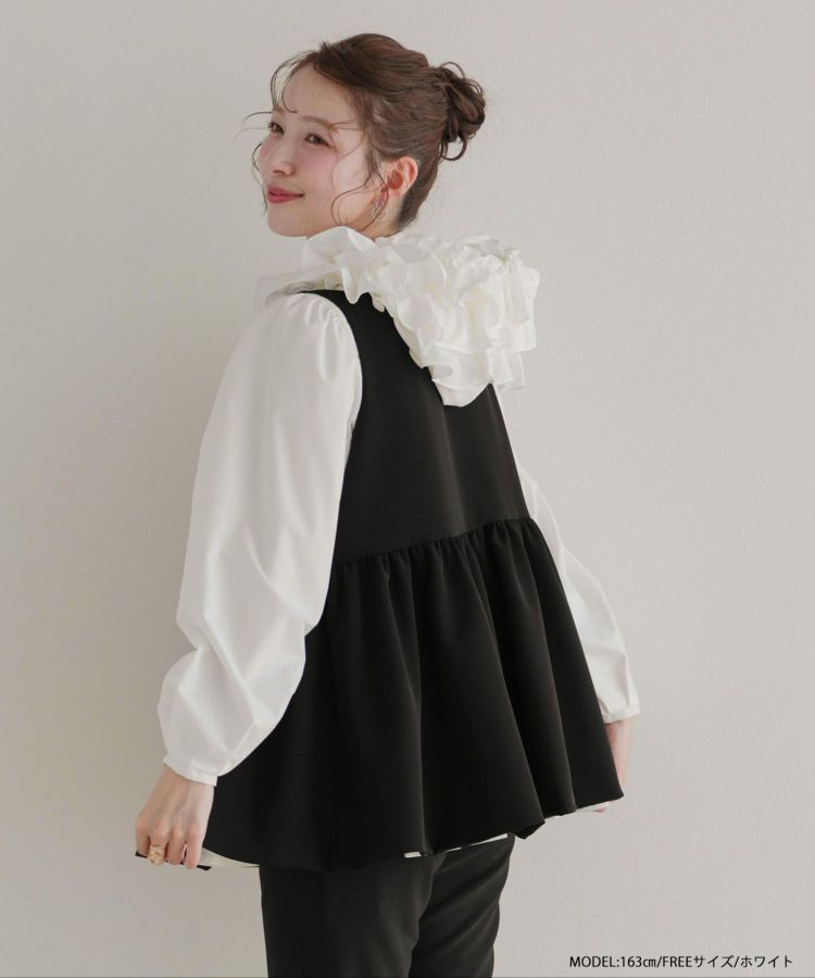 【美品】Fitmore フリルフード　ネイビー フリルフードティアードジャケット【宅配便】 | Fit more