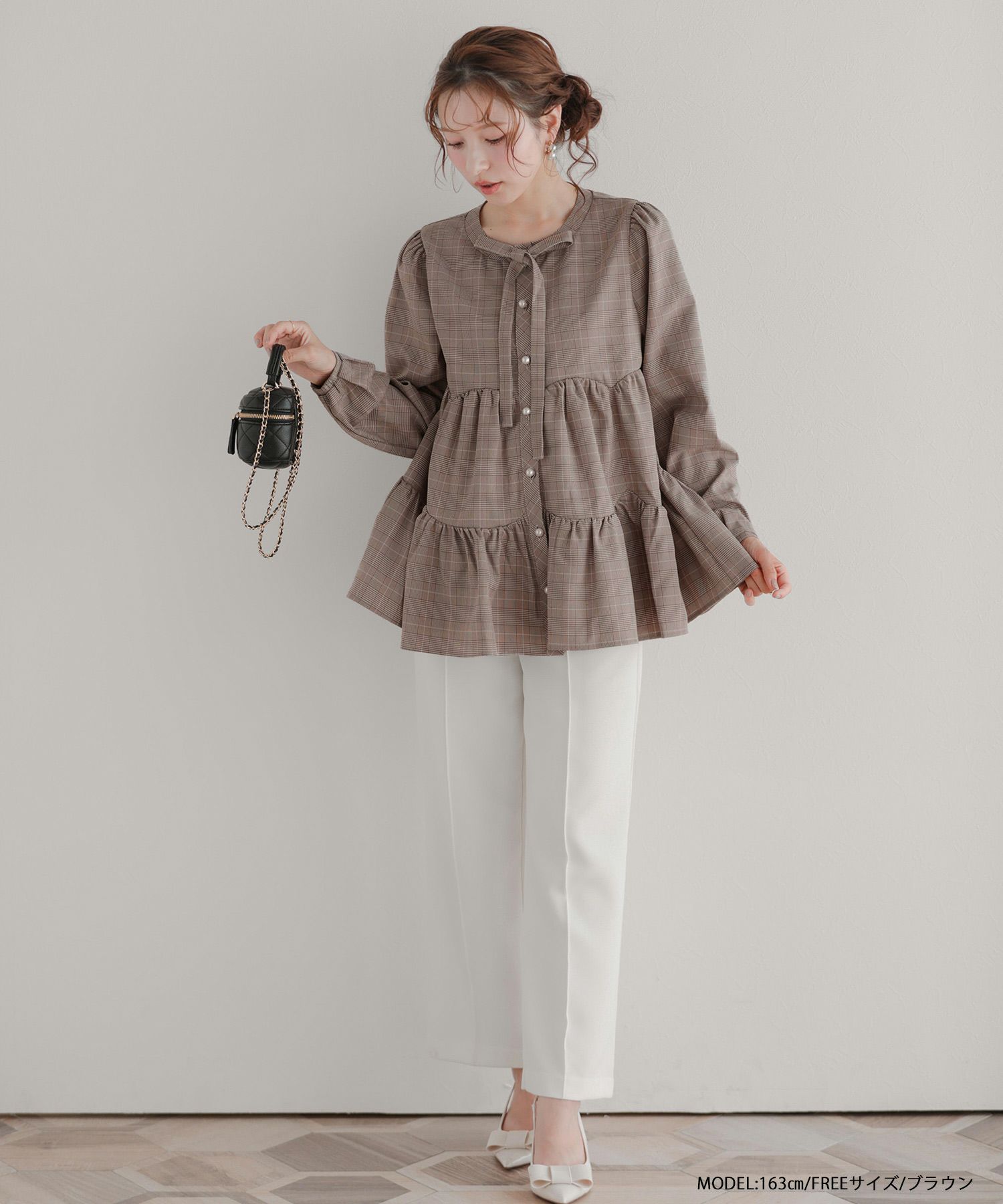 グレンチェックティアードブラウス【宅配便】 | Fit more