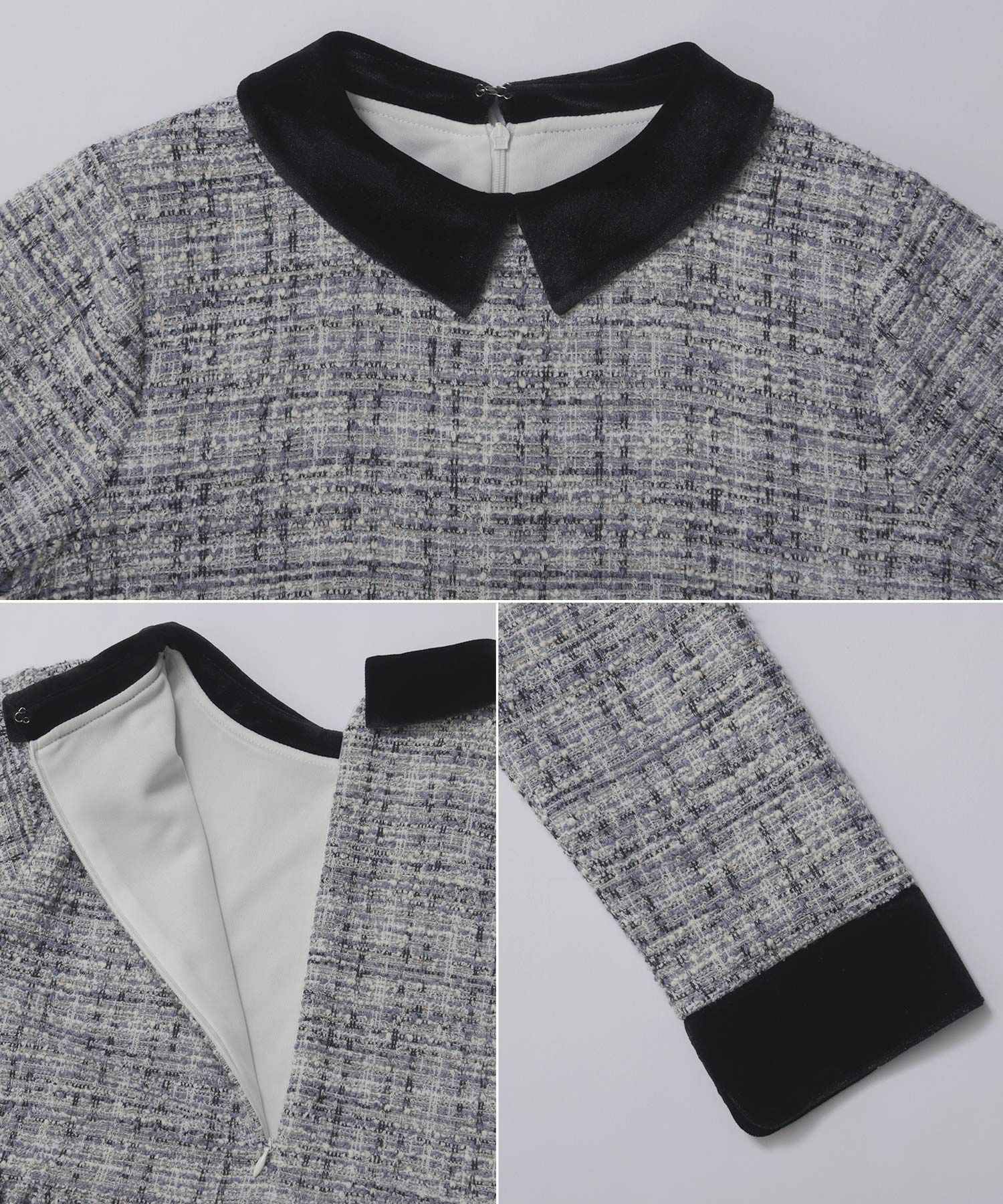 ツイードベロアカラーペプラムトップス【再販決定 12/11 12：30