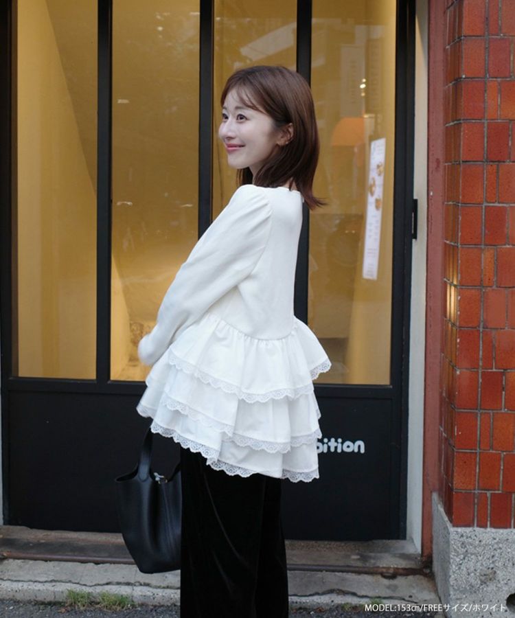 Fitmore♡saayaコラボ！ボリュームフリルアシメトップス saayaコラボ！ボリュームフリルアシメトップス【宅配便】 | Fit more