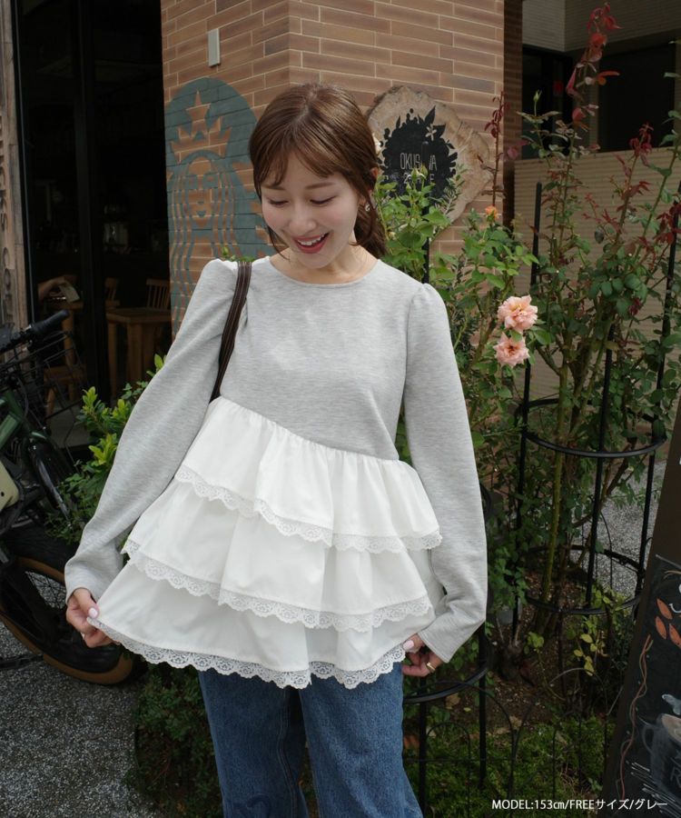 Fitmore♡saayaコラボ！ボリュームフリルアシメトップス saayaコラボ