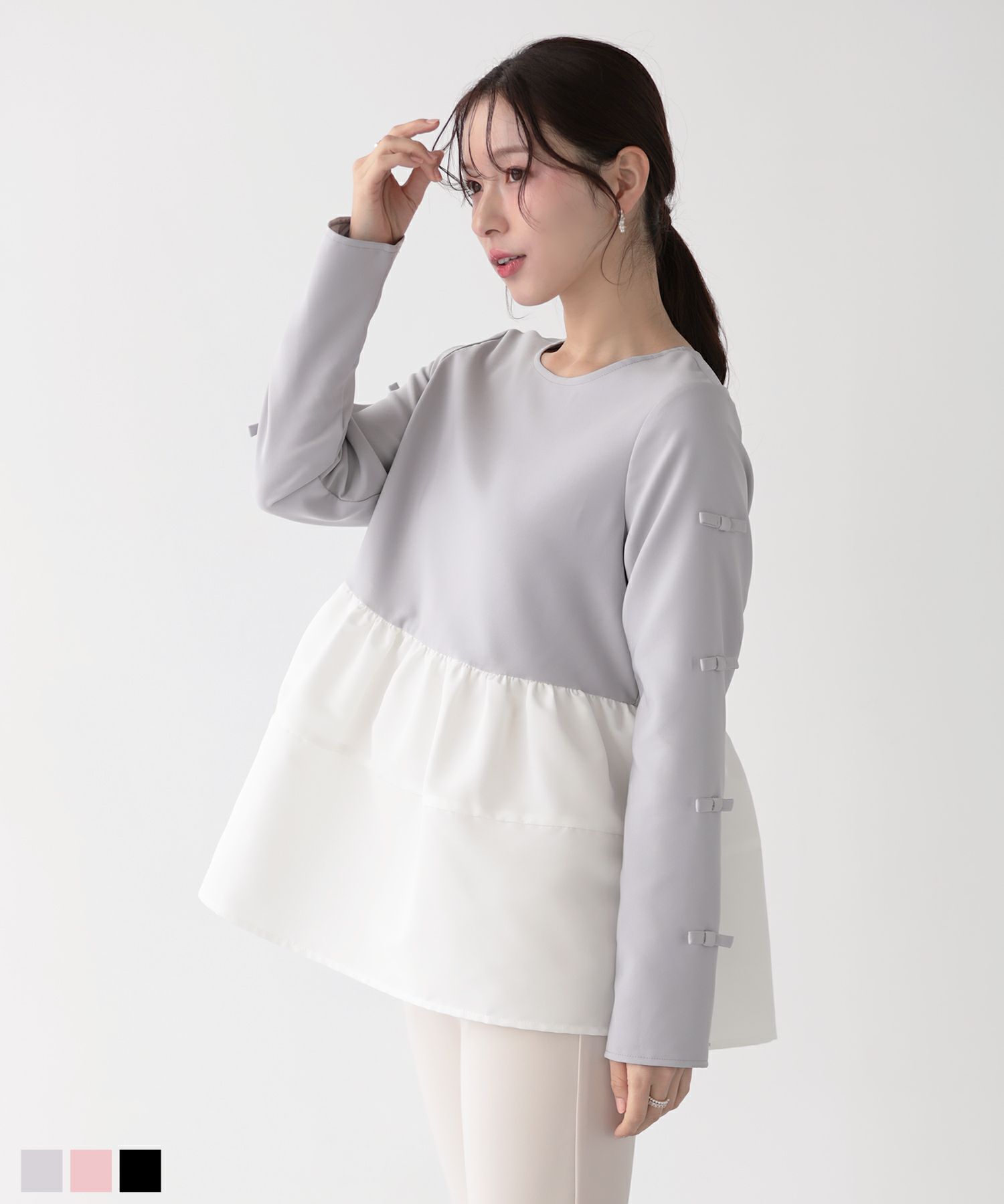 Fitmore ベロアチュールドッキングトップス　ホワイト ベロア刺繍チュールドッキングトップス【宅配便】 | Fit more