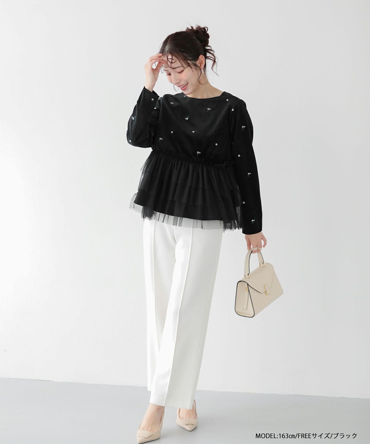 ベロア刺繍チュールドッキングトップス【宅配便】 | Fit more