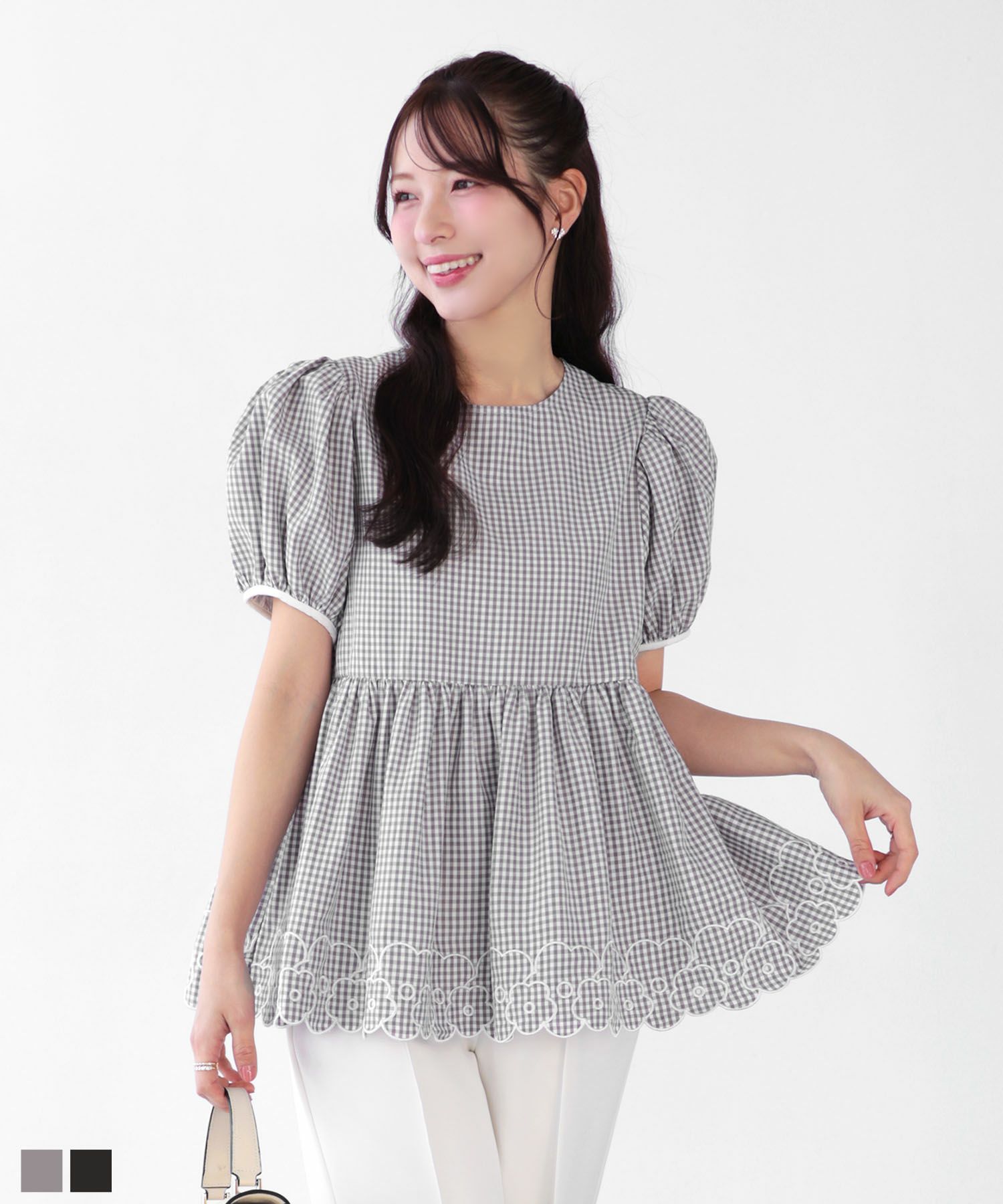 シアージャガード カシュクール風ペプラムトップス【予約 ～順次発送