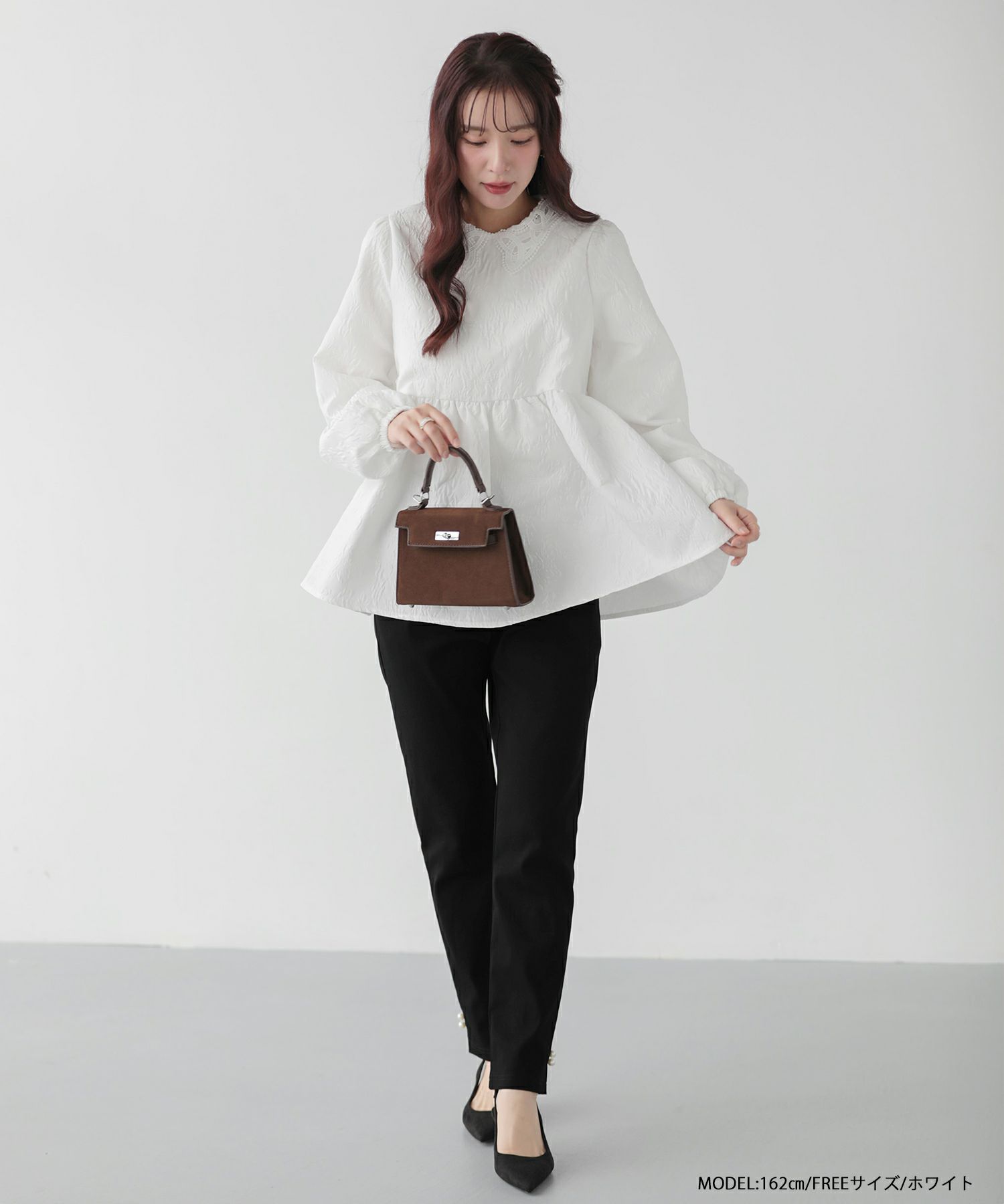 ジャガードレース襟ペプラムトップス【宅配便】 | Fit more