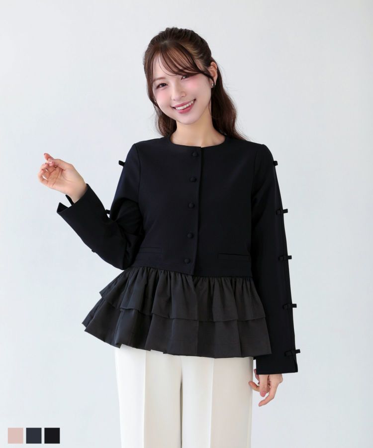 刺繍ダブルカラーレイヤードトップス【宅配便】 | Fit more